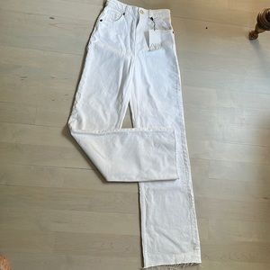 Zara White High Rise Full Length Jean